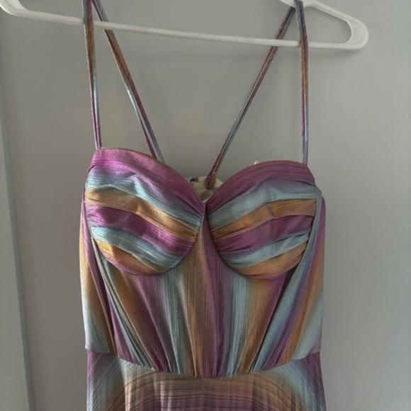 Marchesa Notte Striped Metallic Evening Gown - Size 4 - NWT - Picture 6 of 8